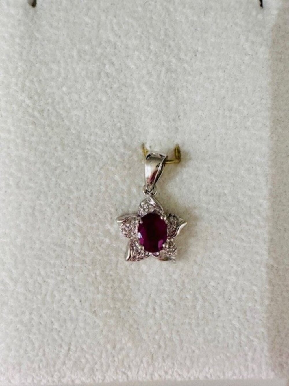 Pink Sapphire Pendant with Diamond surround